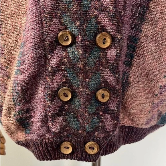 Bill Baber Wool Cardigan Hand Made in Scotland Purple Teal - Picture 7 of 10